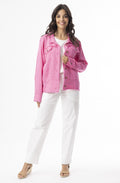 Hot Pink Linen Mix Frayed Jacket