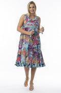 Ikebana Floral Print Tiered Midi Dress