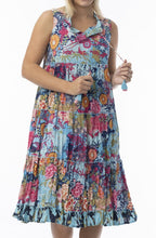 Ikebana Floral Print Tiered Midi Dress