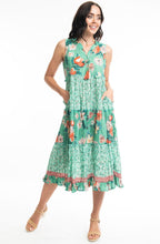 Kaleici Jade Floral Print Sleeveless Tiered Maxi Dress