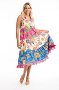 Le Monre Vibrant Mix Tiered Midi Dress
