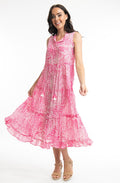 Leros Fuchsia Tiered Maxi Dress