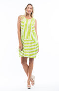 Lime Green Striped Tulip Dress
