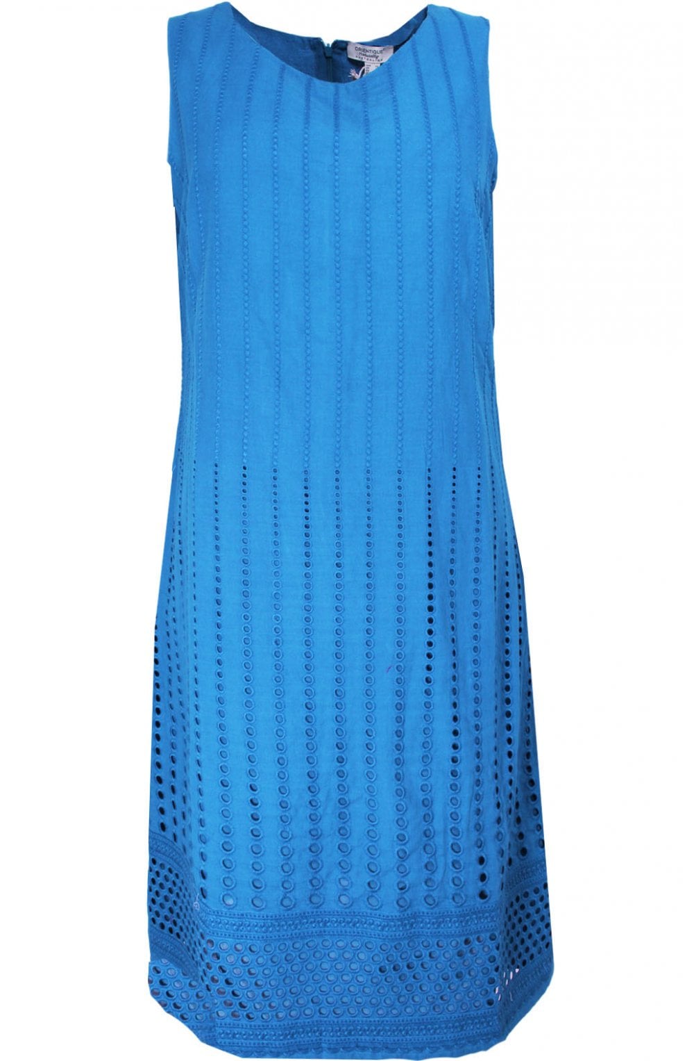 Marina Blue Cotton Broderie Shift Dress