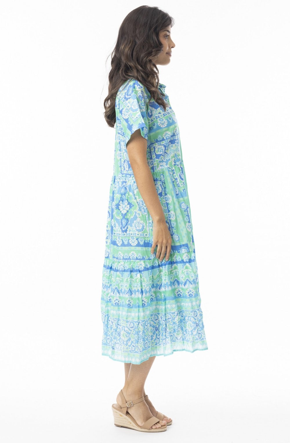 Montevideo Aqua Collared Dress