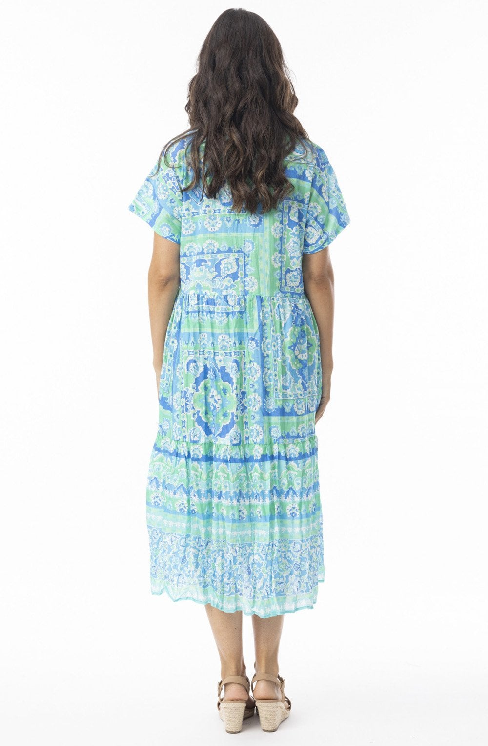 Montevideo Aqua Collared Dress