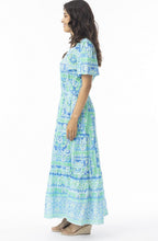 Montevideo Aqua Ruched Waist Midi Dress