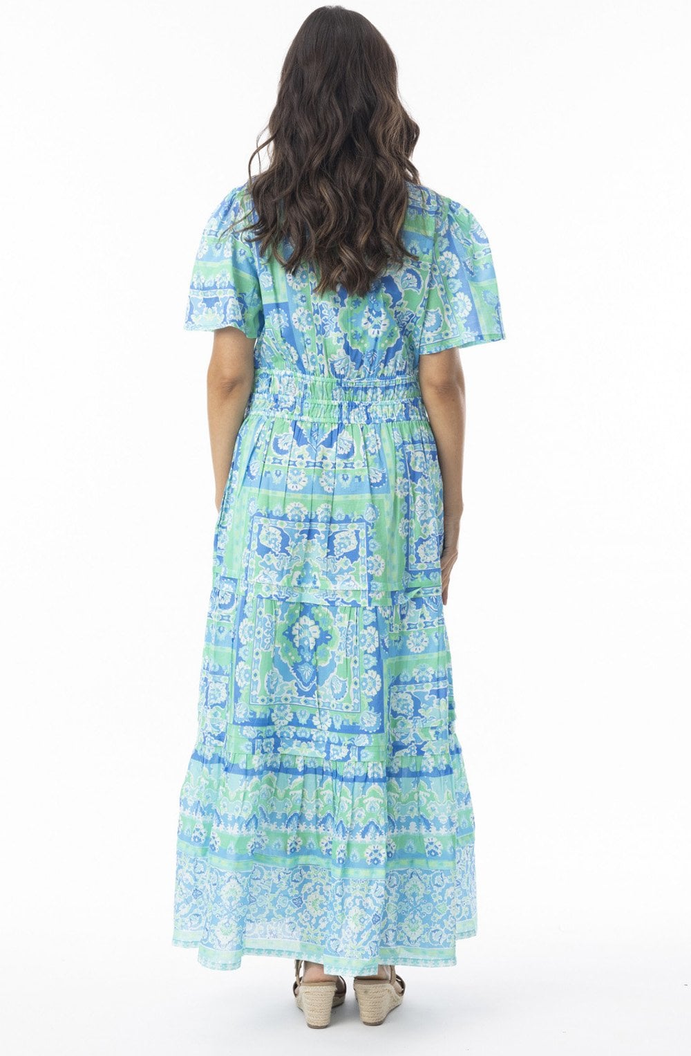 Montevideo Aqua Ruched Waist Midi Dress