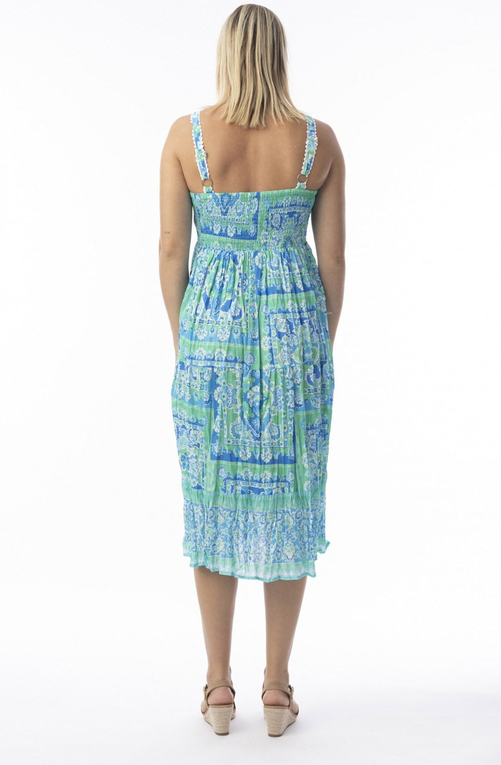 Montevideo Aqua Strappy Midi Dress