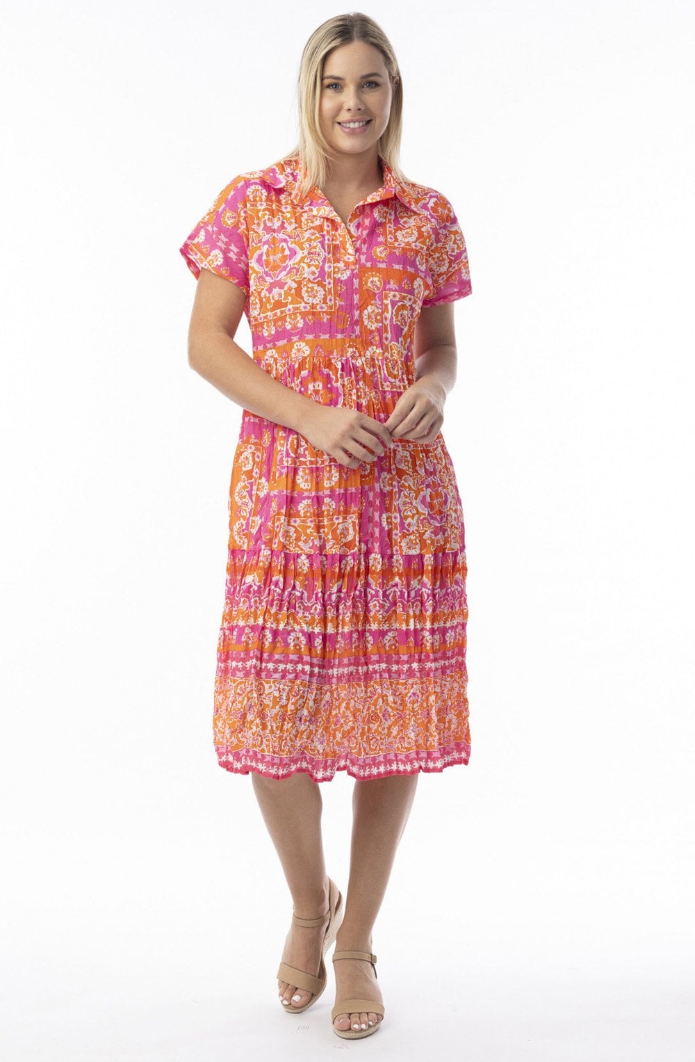 Montevidio Pink Collared Dress