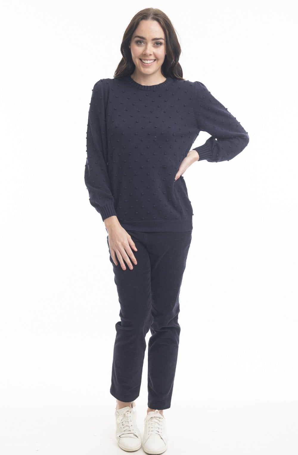 Navy Bobble Knit Sweater