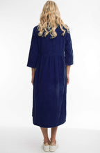 Navy Cord Collared Maxi Dress