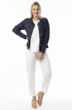 Navy Linen Mix Frayed Jacket