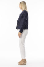 Navy Linen Mix Frayed Jacket