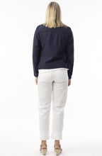 Navy Linen Mix Frayed Jacket