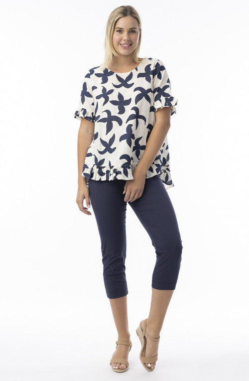 Navy Nazca Frill Oversized Top