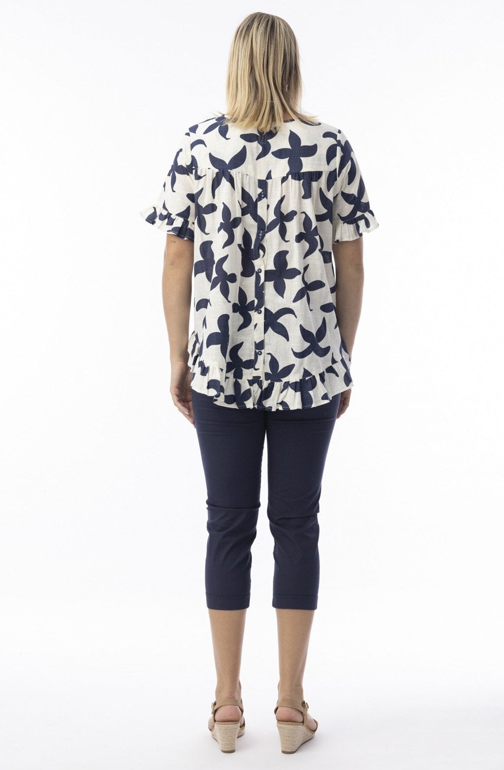 Navy Nazca Frill Oversized Top