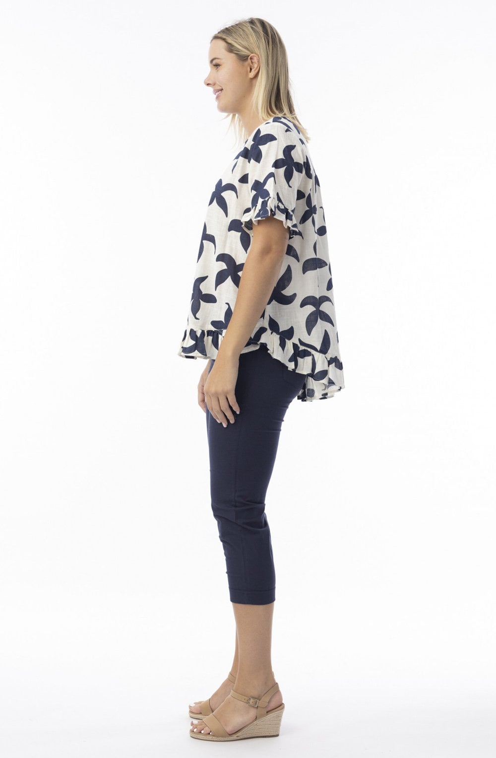 Navy Nazca Frill Oversized Top
