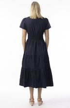 Navy Poplin Ruched Maxi Dress