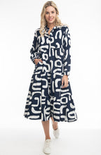 Navy Printed Cord Layered Maxi Dress