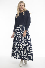 Navy Printed Cord Layered Maxi Skirt