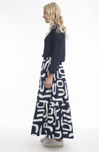 Navy Printed Cord Layered Maxi Skirt