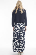 Navy Printed Cord Layered Maxi Skirt