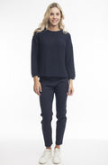 Navy Rolled Hem Sweater