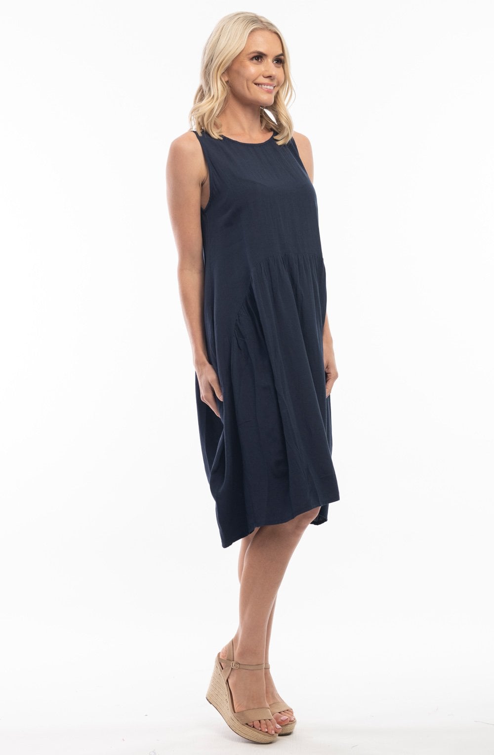 Navy Sleeveless Bubble Dress