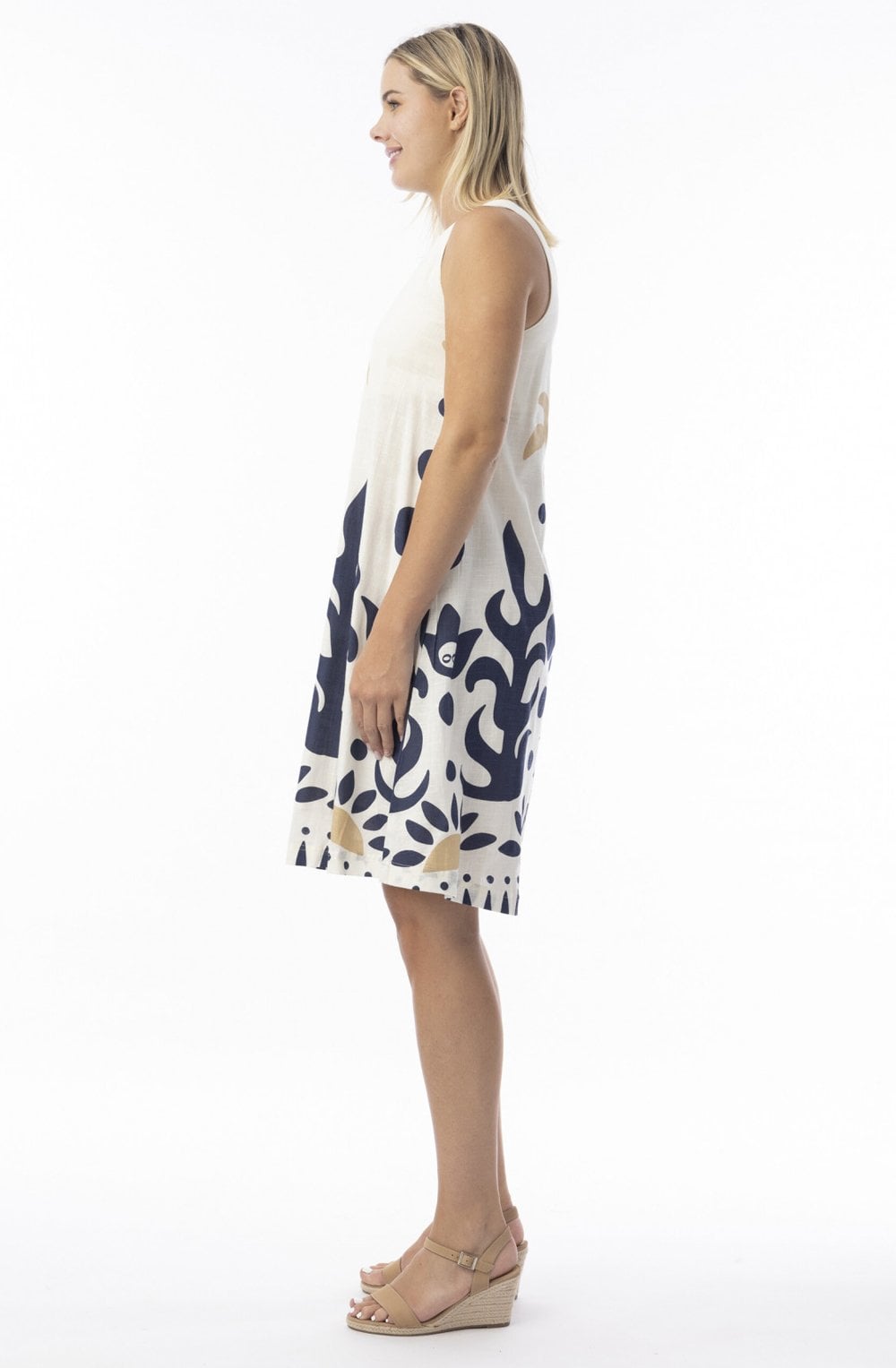 Nazca Navy Print Sleeveless Dress