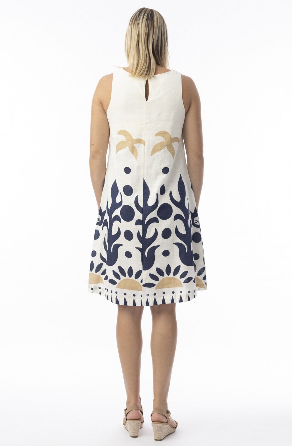 Nazca Navy Print Sleeveless Dress