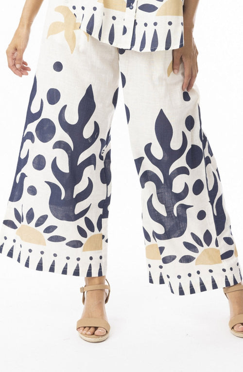 Nazca Navy Print Wide Leg Culottes