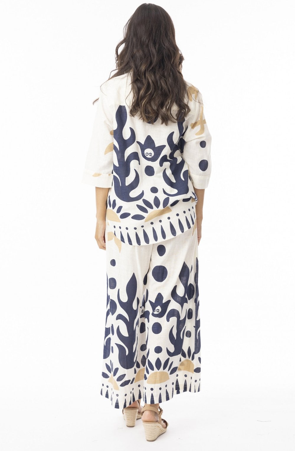Nazca Navy Print Wide Leg Culottes