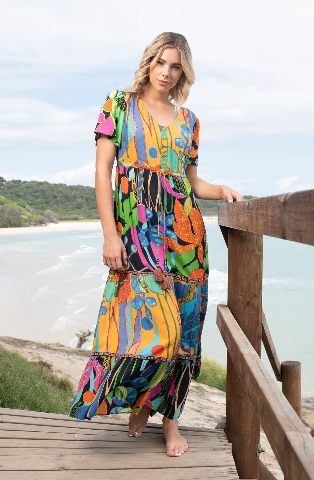 Nicossia Tropical Print Maxi Dress