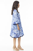 Okayama Frill Blue Print Dress