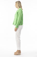 Parakeet Green Linen Mix Frayed Jacket