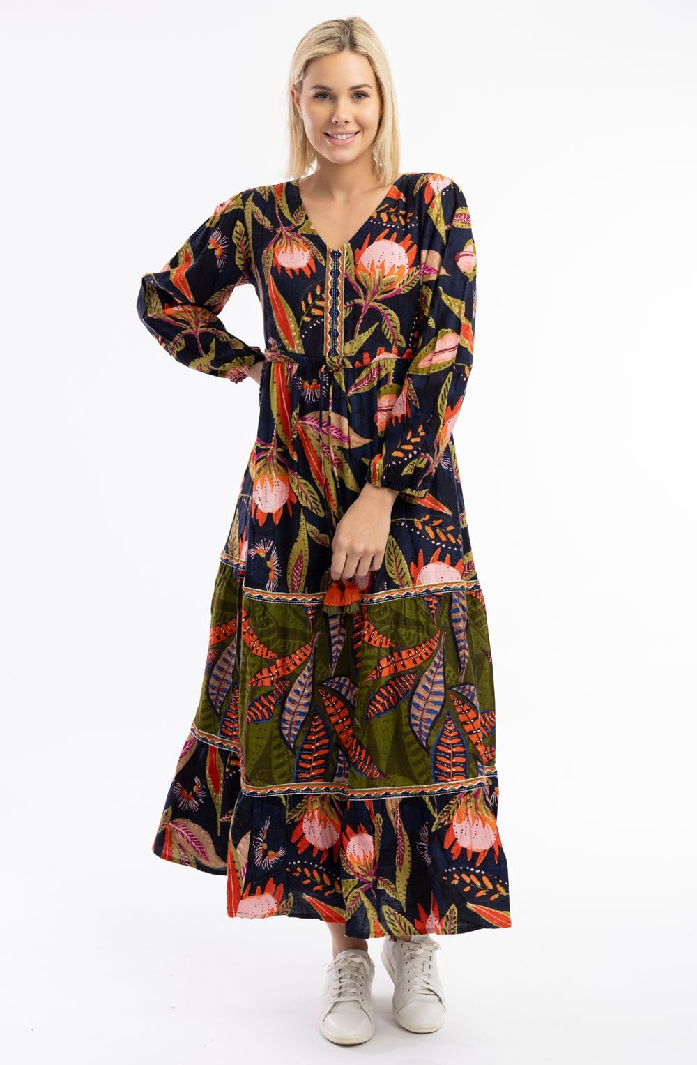 Reckless Puff Sleeve Tiered Dress