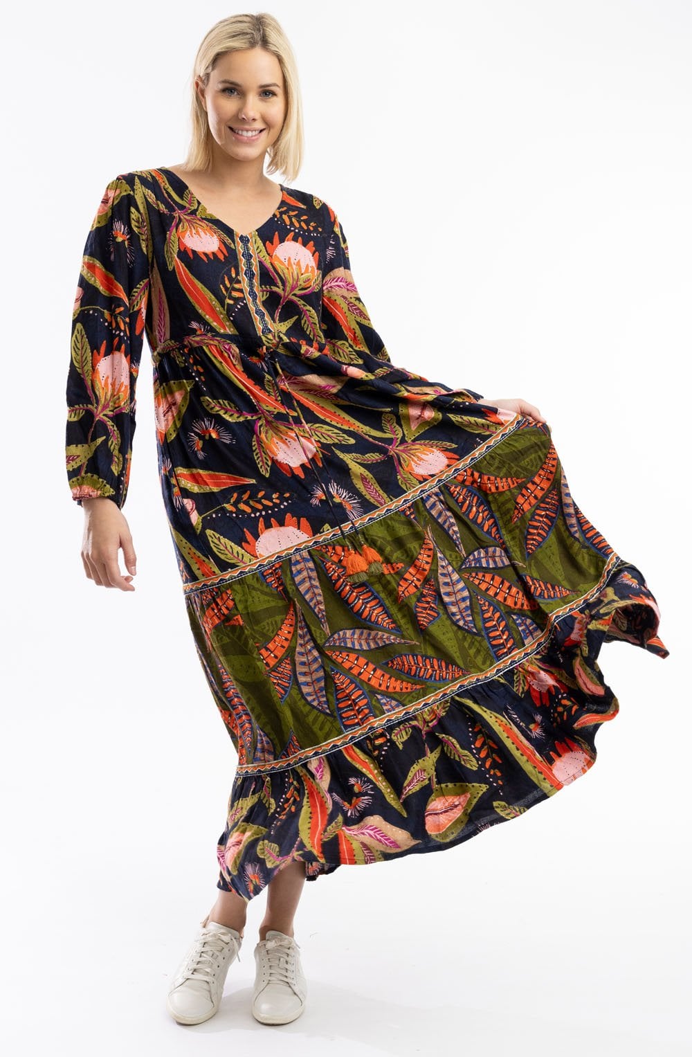 Reckless Puff Sleeve Tiered Dress