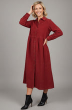 Rust Corduroy Collared Maxi Dress