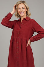 Rust Corduroy Collared Maxi Dress