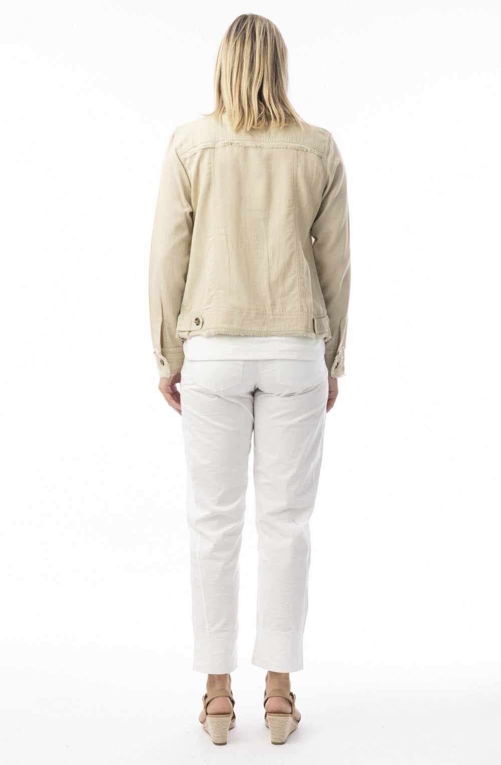 Sand Linen Mix Frayed Jacket