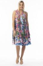 Scooter Print Cotton Pleated Dress