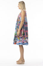 Scooter Print Cotton Pleated Dress