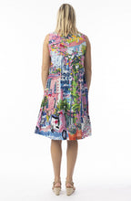 Scooter Print Cotton Pleated Dress