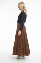 Solid Tan Cord Layered Maxi Skirt