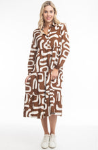 Tan Printed Cord Layered Maxi Dress
