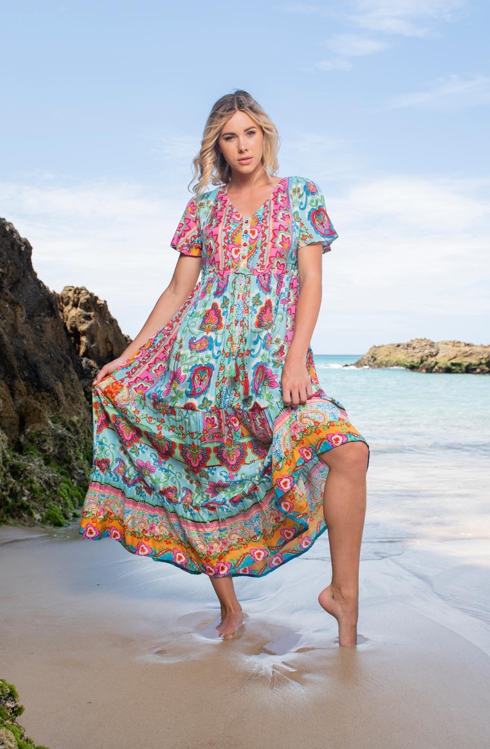 Varosha Turquoise Maxi Dress