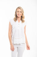 White Anglaise Panel Blouse