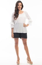 White Frill Sleeve Cotton Top