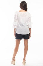 White Frill Sleeve Cotton Top